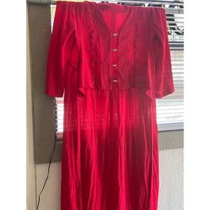 Vintage Miss Dorby Red Dress and‎ Jacket Set Gold Accents Size 12